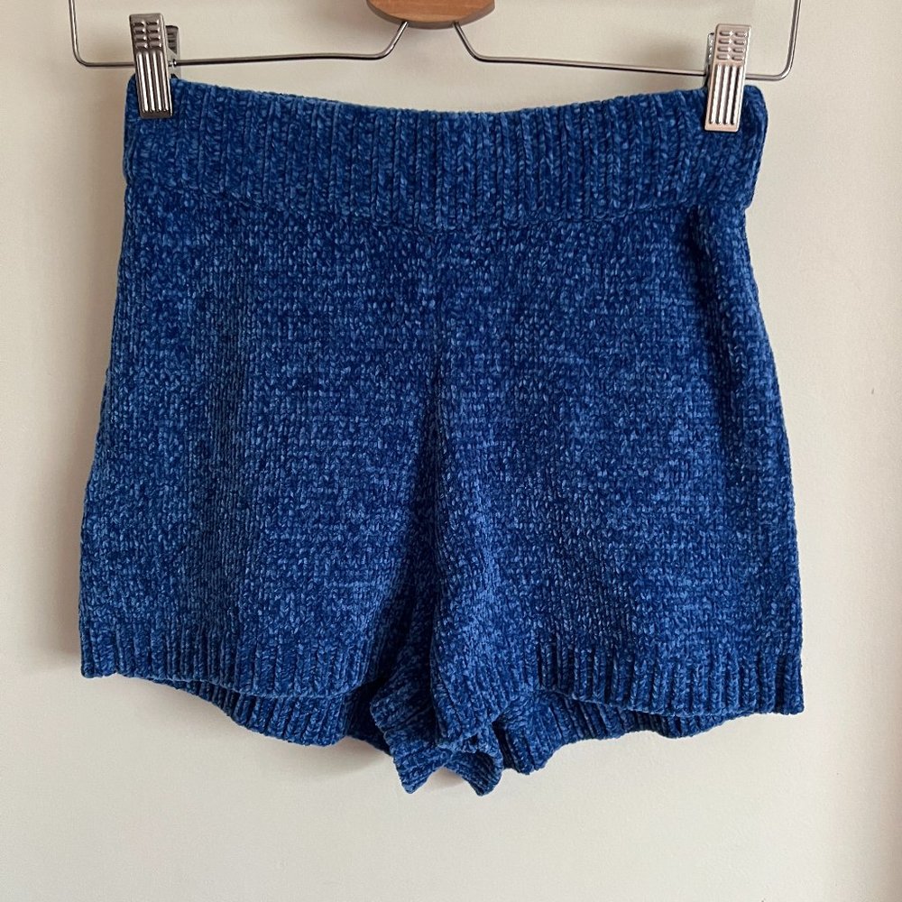 Majorelle Shorts Size Small Revolve Denitza Chenille Knit Shorts Blue Pull On